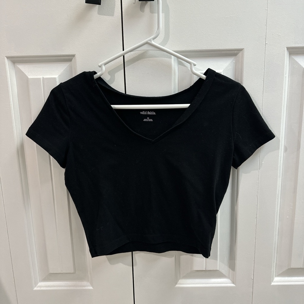 Wild Fable Black Short Sleeve Crop Top